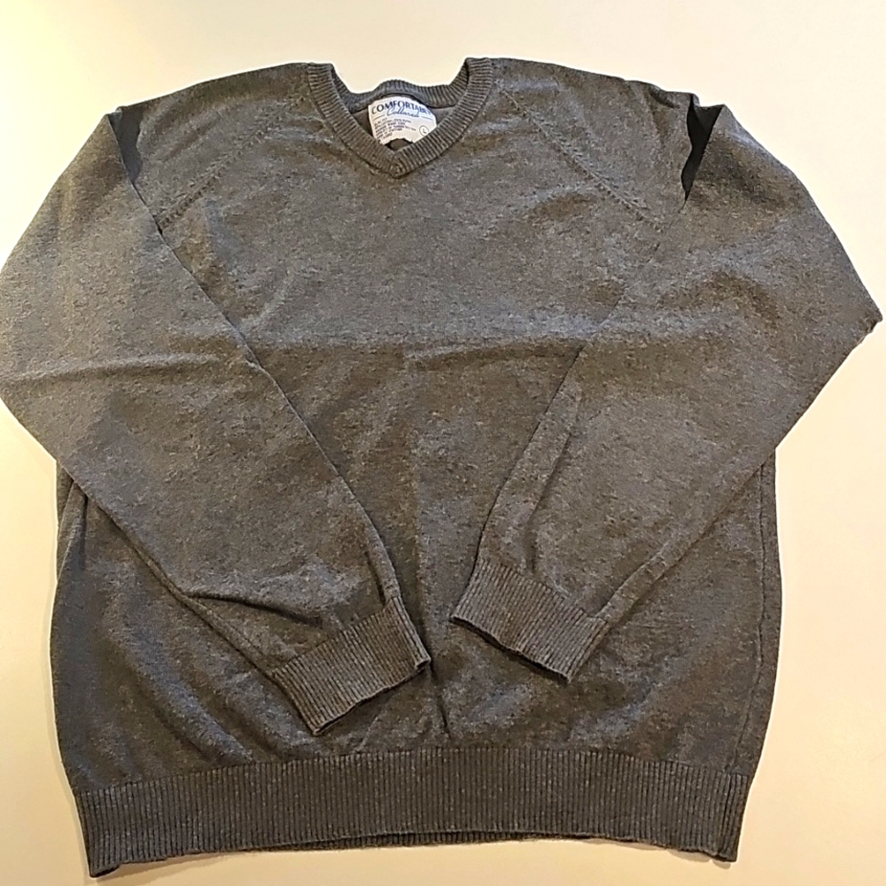 Comfortably Collared Grey Sweater L